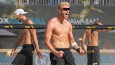 Chase Budinger celebrando un punto en París 2024.